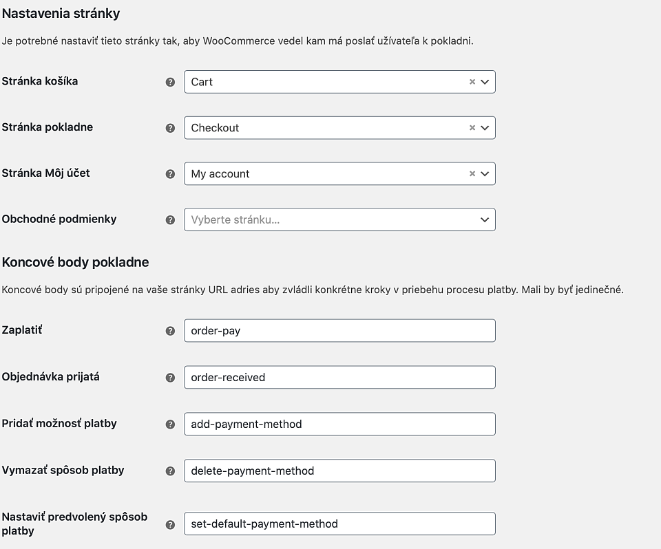 Pokročilé nastavenie spránky vo WooCommerce