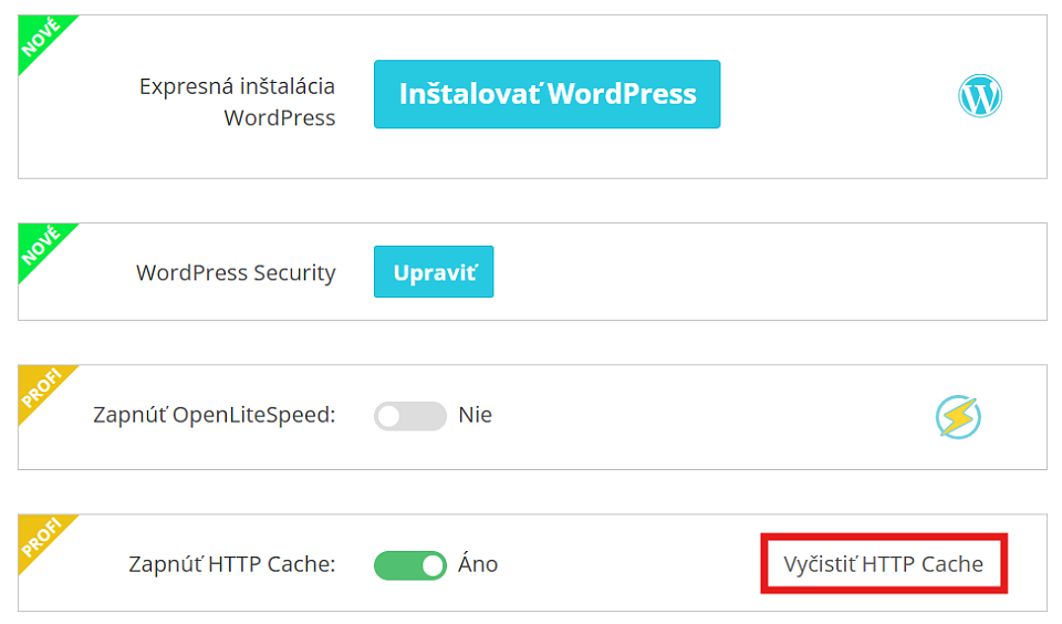 Vyčistenie HTTP Cache