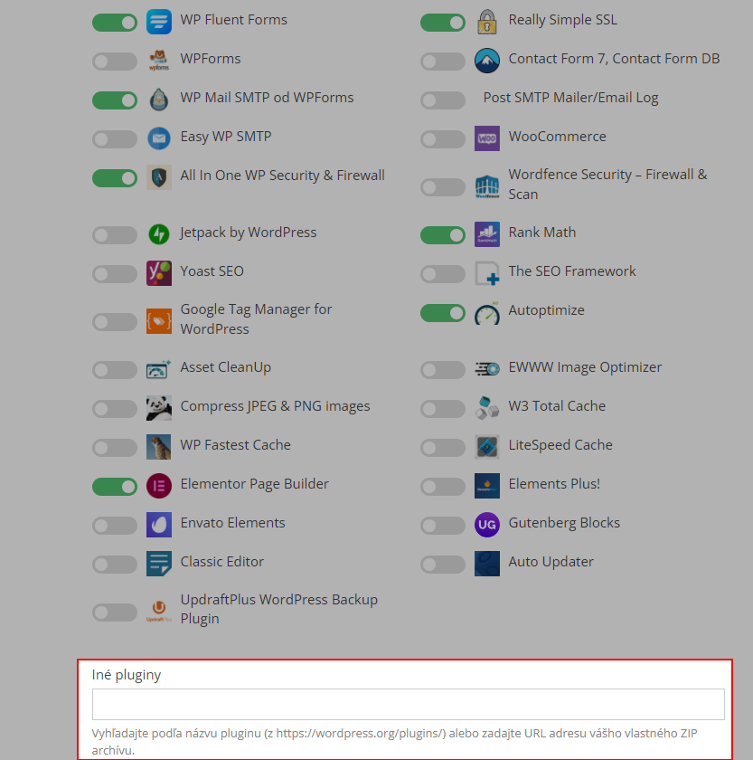 Výber vlastných WordPress pluginov