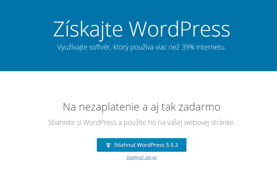 Stiahnutie WordPress .zip súboru