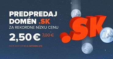 Predpredaj domén .sk za 2,50 EUR