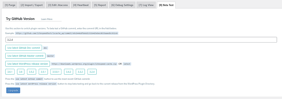 testovanie beta verzií LiteSpeed Cache pluginu