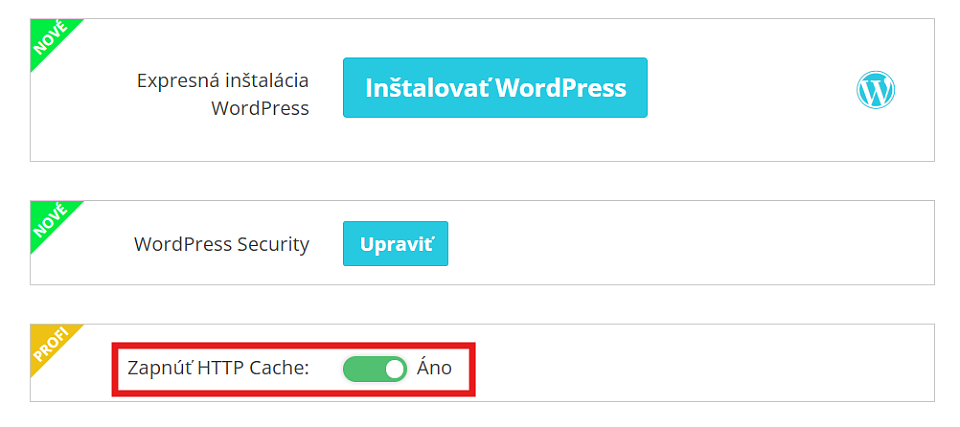 Zapnutie HTTP Cache pre subdoménu