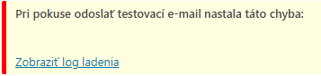 Neúspešný test odosielania mailov cez SMTP