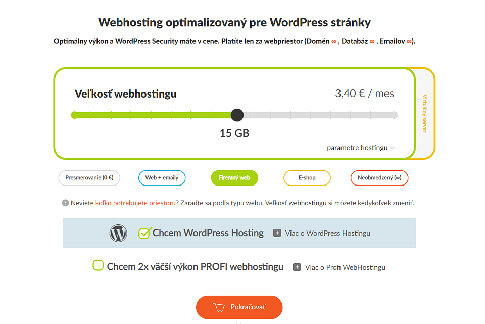 Webhosting optimalizovaný pre Wordpress stránky