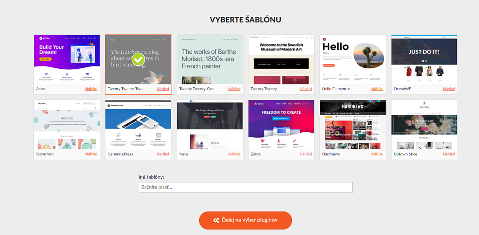Výber WordPress šablóny