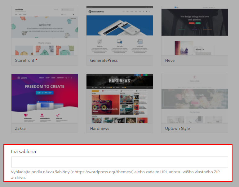 Výber vlastnej Wordpress témy