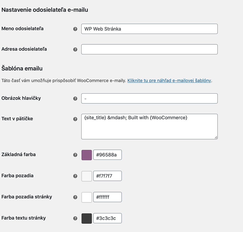 Nastavenie odosielateľa e-mailu vo WooCommerce