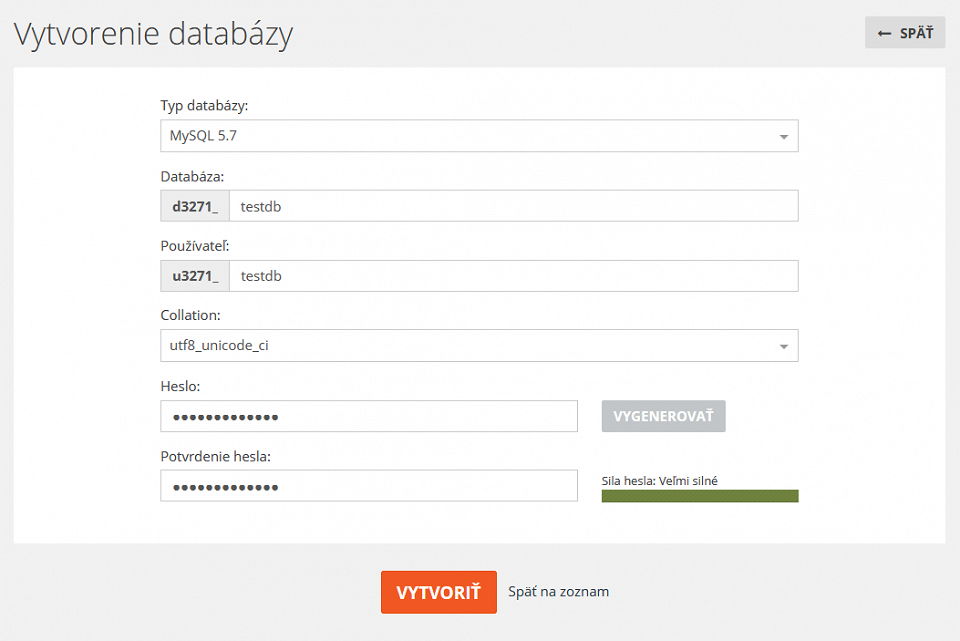 Zadanie údajov k databáze