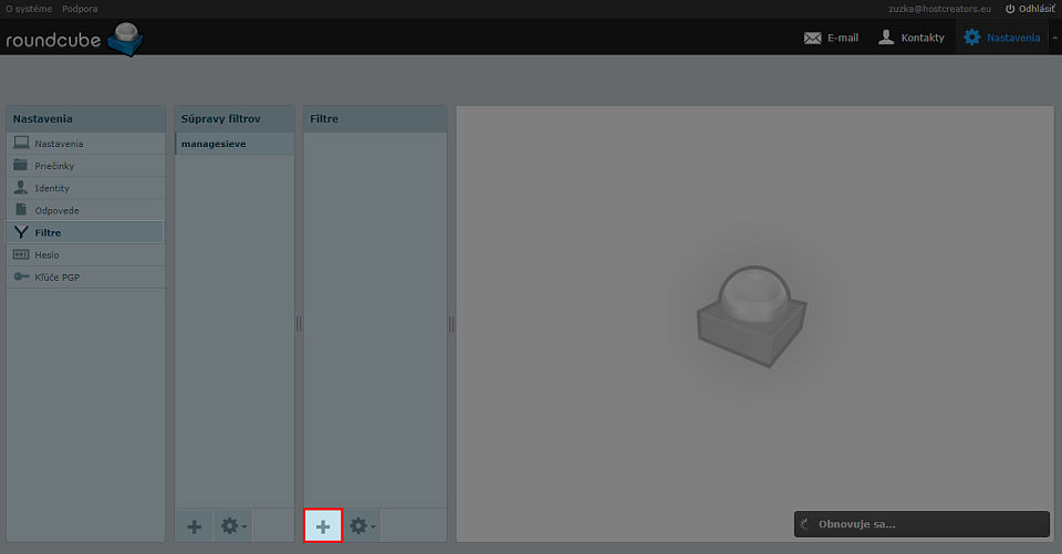 Pridať filter v Roundcube