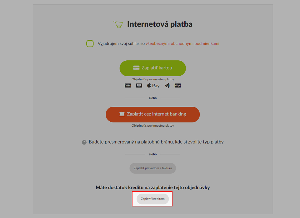 Platba kreditom