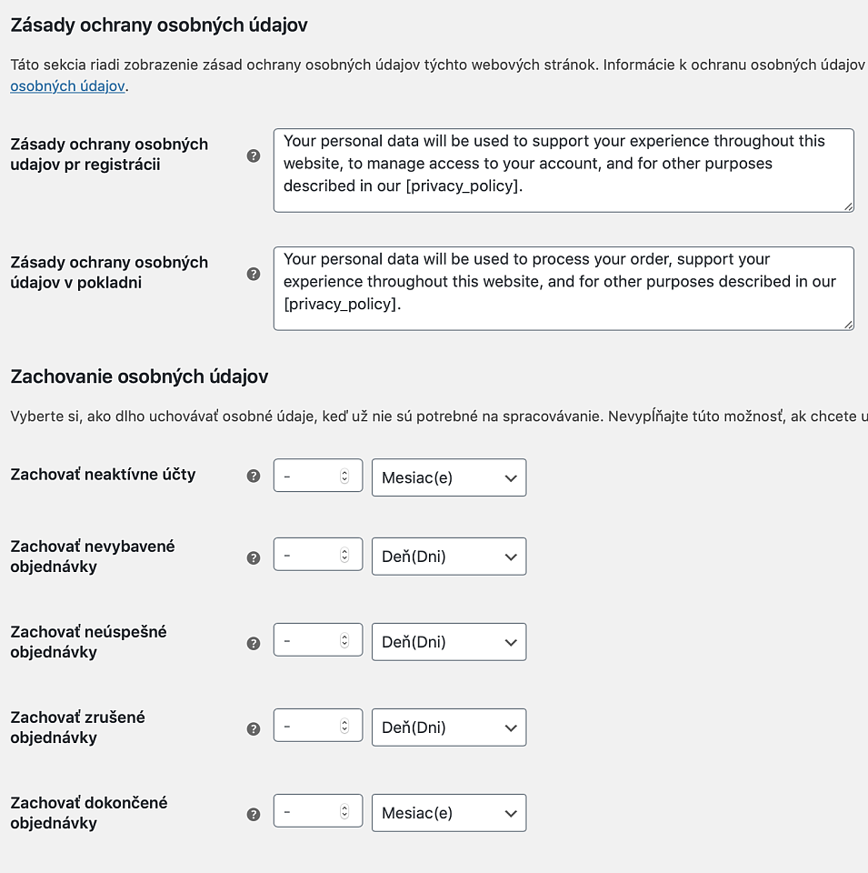 Zásady ochrany osobných údajov vo WooCommerce