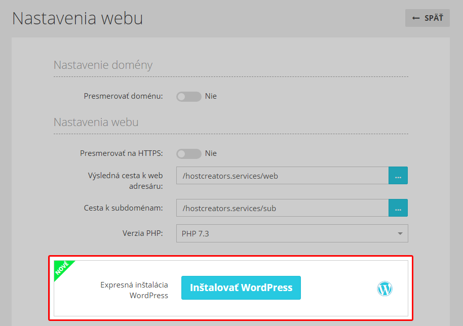 Inštalácia CMS WordPress