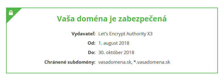 Doména je zabezpečená SSL certifiátom