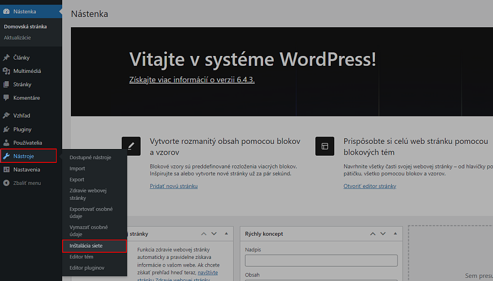 Inštalácia siete WordPress Multisite