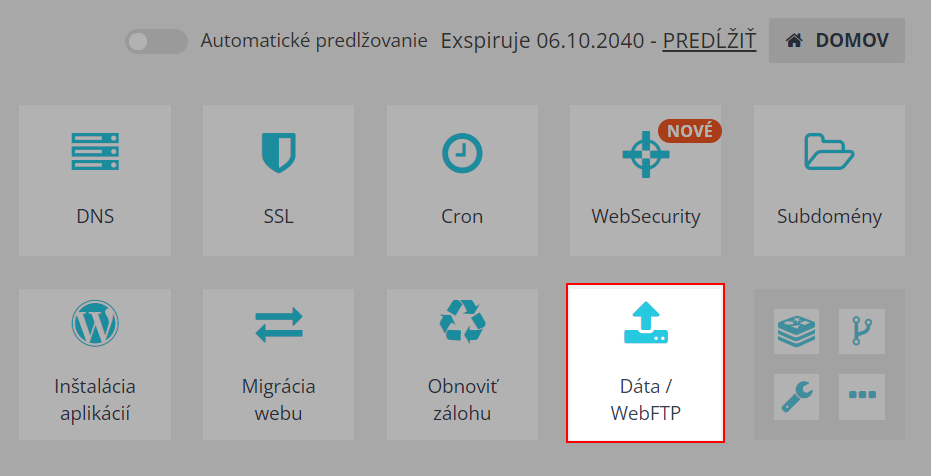 Prístup do WebFTP