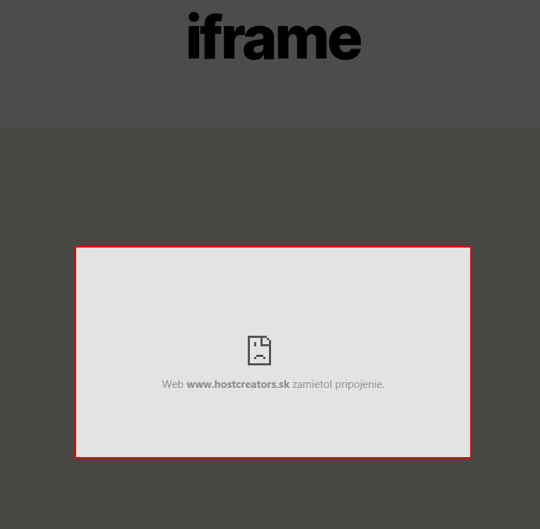 Na web stránke nefunguje iframe - Google Chrome