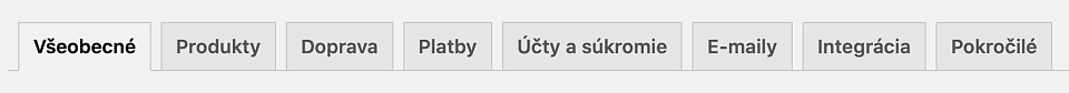 Nastavenia pluginu WooCommerce