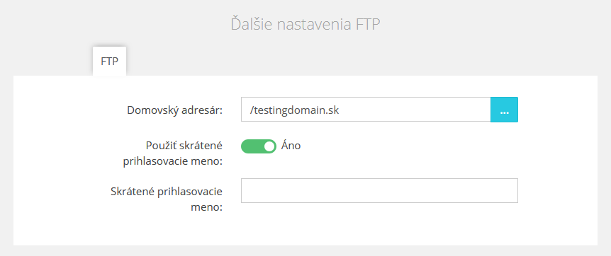 Ďalšie nastavenia FTP