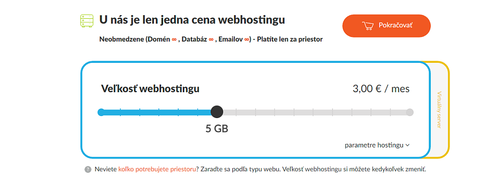 Výber veľkosti hostingového balíka