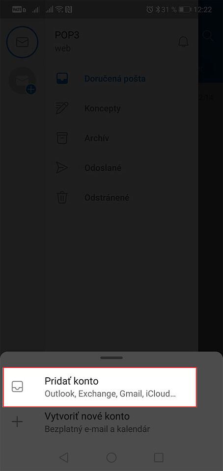 Pridať emailové konto