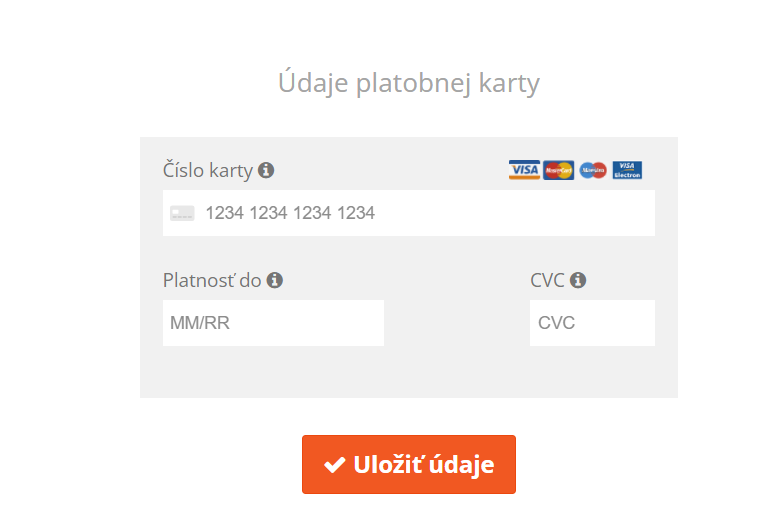 Údaje platobnej karty