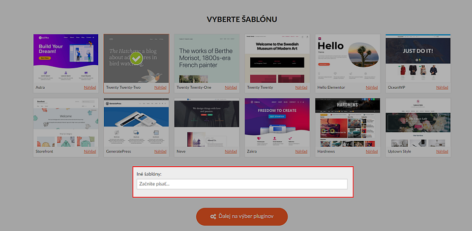 Výber vlastnej WordPress šablóny