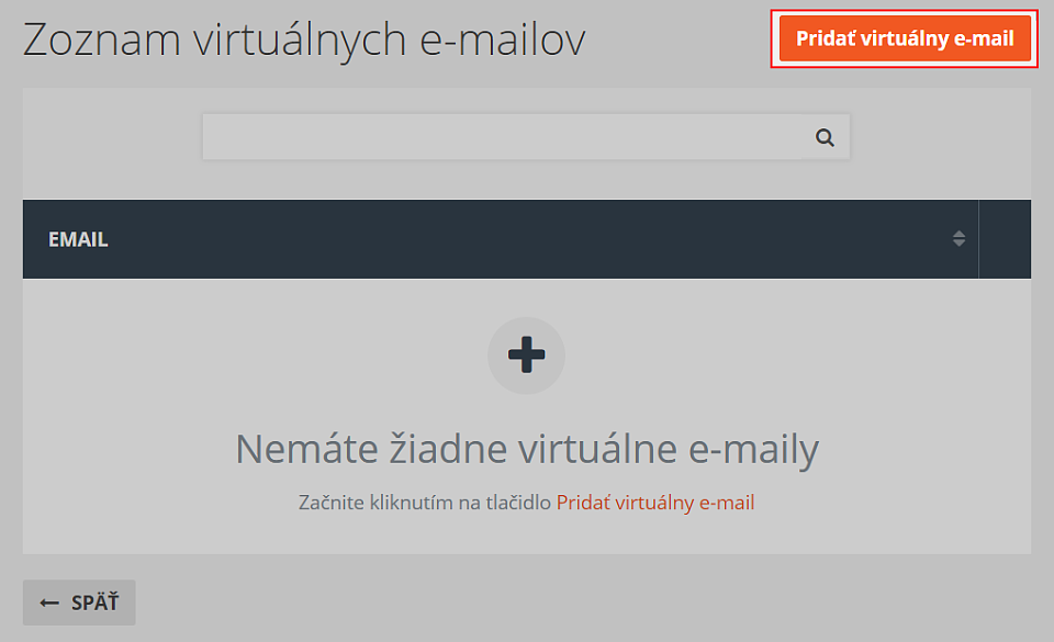 Pridať virtuálny e-maily