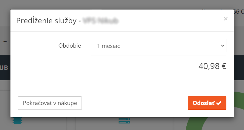 Výber obdobia na predĺženie VPS